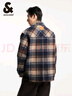 杰克·瓊斯（JACK&JONES）男裝春秋時(shí)尚寬松衣身格紋字母刺繡翻領(lǐng)毛呢大衣外套男224427007 E11淺卡其 L 180 曬單實(shí)拍圖