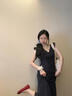 LIZONGXI藍色波點(diǎn)小飛袖連衣裙子女夏季茶歇法式收腰顯瘦碎花雪紡吊帶長(cháng)裙 藍色 S 【80-100斤】 曬單實(shí)拍圖