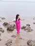 熊火兒童下水褲戶外玩水服捉魚趕海半身涉水褲背帶連體鞋防水沙灘 粉色兒童款【升級加厚更舒適】 30 曬單實拍圖