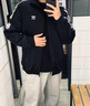 三葉草（Adidas）經(jīng)典款 三條紋刺繡logo休閑 翻領(lǐng) 短款 夾克 外套 女 JI7536 L 曬單實(shí)拍圖