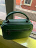 絲芙倫純牛皮斜挎手提小方包女百搭2026新款真皮兩根肩帶女神節休閑小包 墨綠色-頭層牛皮 配兩根肩帶 曬單實(shí)拍圖