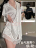 萌趣鯊襯衫睡衣女款性感2025新款男友風(fēng)冰絲睡裙純欲風(fēng)氛圍感長(cháng)袖上衣薄 白色+短褲【蕾絲花邊】 L 【建議120-140斤】 曬單實(shí)拍圖