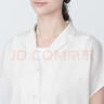 無印良品（MUJI）女式 易干彈力泡泡紗 開領短袖衫女士襯衫襯衣外套夏季款BC2JPA4S 白色 XL (165/92A) 曬單實拍圖