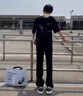 趣米樂(lè)國(guó)潮美式牛仔褲子男夏季高街潮牌微喇褲bomber寬松痞帥百搭彎刀褲 黑色 XL 曬單實(shí)拍圖