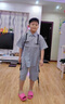 FIDQIOG國際品牌男童套裝夏季2025新款兒童夏裝運(yùn)動(dòng)中大童衣服短袖帥氣網(wǎng)紅童裝潮 淺藍(lán)色 150 cm 曬單實(shí)拍圖