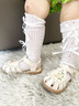 斯納菲女童包頭涼鞋夏季兒童刺繡學(xué)步鞋寶寶軟底沙灘鞋馬斯卡彭白24 適合腳長(zhǎng)14.5-14.9cm 曬單實(shí)拍圖