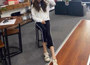 ANED時(shí)尚鯊魚褲女外穿2025夏季薄款小個(gè)子開叉七分微喇叭褲瑜伽打底褲 黑色 L 適合105-130斤 曬單實(shí)拍圖