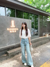 香影牛仔褲女直筒淺藍(lán)色2025夏季新款梨形顯瘦丹寧風(fēng)復(fù)古水洗長(zhǎng)褲 牛仔藍(lán) S 155/80A/85-95斤 曬單實(shí)拍圖