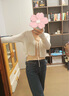 森馬（Semir）針織開(kāi)衫女短款蕾絲V領(lǐng)氣質(zhì)夏季2025新款溫柔蝴蝶結(jié)修身上衣 白色調(diào)00311 L 曬單實(shí)拍圖