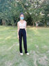 浪莎（LangSha）打底褲女夏季通勤薄款冰絲高腰寬松垂感拖地顯瘦直筒外穿褲 曬單實(shí)拍圖