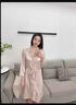 茵可可2025新款睡衣女夏性感冰絲吊帶短袖兩件套睡裙薄款睡袍 SYG-2052蕾絲兩件套香檳色 XL 曬單實(shí)拍圖