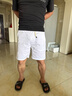 JEEP SPIRIT夏季新款純棉四分短褲男士美式休閑潮流彈力運動(dòng)沙灘三分褲子 白色 L 曬單實(shí)拍圖