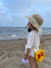 吉卡龍夏季寶寶遮陽帽女童草帽兒童洋氣百搭涼帽公主沙灘漁夫帽潮 米色 參考年齡6個月-2歲 頭圍43-48厘米 曬單實拍圖