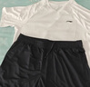 李寧（LI-NING）套裝女短袖跑步短袖t恤運動(dòng)夏季戶(hù)外訓練速干衣寬松大碼五分短袖 速干V領(lǐng)黑色短袖+速干黑色短褲 L(平時(shí)穿XL建議拍) 曬單實(shí)拍圖