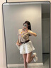 LDBE花朵印花短袖t恤女夏季高級感寬松美式復古修身顯瘦正肩體恤上衣 燕麥灰 XL 【120-130斤】 曬單實(shí)拍圖
