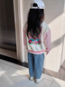 G.DUCKKIDS童裝女童牛仔褲春秋季兒童褲子中小童刺繡庫洛米長褲女寶寶闊腿褲 藍色春秋款 140碼建議130-140cm9-10歲 曬單實拍圖