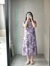 MsShe【新中式國風(fēng)印花旗袍】大碼女裝2025夏裝胖mm開(kāi)叉連衣裙子 桔梗紫色現貨 2XL 曬單實(shí)拍圖