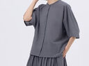 無印良品（MUJI）女式 強(qiáng)捻 立領(lǐng)短袖襯衫 女士襯衣內(nèi)搭純棉女裝25年夏季 BC2A2C5S 炭灰色 XL (165/92A) 曬單實(shí)拍圖