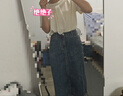 百圖betu女裝秋新款半身裙復古流蘇高腰開(kāi)叉牛仔半身裙女2307T54 牛仔色 XS 曬單實(shí)拍圖