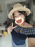 妙奕嘉草帽帽子防曬帽女遮陽帽太陽帽漁夫帽夏季2025新款時(shí)尚洋氣大帽檐 多巴胺泫雅風(fēng)彩色珠鏈條草帽 曬單實(shí)拍圖