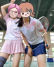 川崎（KAWASAKI）羽毛球服女神運動套裝女夏季短袖T恤運動裙兩件套運動服速干衣 繁花似錦套裝 霜白色+深鳶尾藍 L 曬單實拍圖