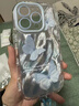 卡西奇趙露思同款水波紋蝴蝶適用蘋果16promax手機殼彩繪iPhone15帶手繩14plus網(wǎng)紅女款13pro全包保護套 羽紗-奶油殼【水波紋藍蝴蝶】 iPhone 16 Pro Max 曬單實拍圖