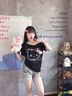 LDBE甜辣妹有肩帶斜肩黑色短袖t恤女夏季小眾設計感寬松顯瘦露肩上衣 黑色 M 【90-100斤】 曬單實拍圖