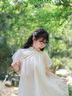 英氏（YEEHOO）女童漢服兒童裙子夏季國風(fēng)新中式連衣裙下裝復(fù)古泡泡袖中大童裝 暗香初醒白色 140 曬單實(shí)拍圖