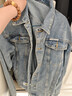 皮爾卡丹（pierre cardin）夾克男冬季時(shí)尚簡(jiǎn)約舒適做舊磨破長(cháng)袖男士牛仔外套藍色XL 曬單實(shí)拍圖