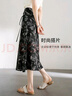 尚都比拉時尚百搭半身裙女夏季設(shè)計感中長裙復(fù)古優(yōu)雅印花裙 黑白花  L  曬單實拍圖