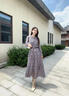 顏域優(yōu)雅印花法式連衣裙女秋2024新款復古通勤中長(cháng)款長(cháng)袖系帶裙子 紫花 XXL/44 曬單實(shí)拍圖
