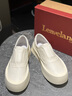 楓葉（leaveland）板鞋男夏季都市簡約免系小白鞋男頭層牛皮透氣防滑男士休閑樂福鞋 白色(皮鞋碼) 41 曬單實拍圖