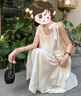 LPOX裙子女夏季2025新款甜美長(zhǎng)款吊帶女連衣女裙顯瘦時(shí)尚溫柔風(fēng)米白色 L 建議（101-120斤） 曬單實(shí)拍圖