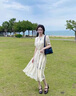 妤遇（YUUZYUUS）品牌女裝連衣裙女2025夏季新款新中式田園風(fēng)小眾文藝收腰顯瘦長(zhǎng)裙 米白色 M 曬單實(shí)拍圖