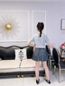 舟喜女大童裙子夏季初中生2025新款女童洋氣jk裙女孩夏裝學(xué)院風(fēng)套裝裙 灰色 150 【建議身高 140-150cm 】 曬單實(shí)拍圖