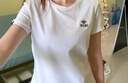 短袖女2025夏季新款修身顯瘦繡花女士上衣韓版圓領(lǐng)棉休閑白色t恤 白色 XL 建議110-120斤 曬單實(shí)拍圖