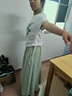 喜詩萊 CESLAY2025新款夏季套裝女生學(xué)院風(fēng)小個子穿搭抽繩收身上衣收腰闊腿褲裙 白拼綠上衣 綠色字母+綠色裙褲90 M 建議85-100斤 曬單實(shí)拍圖