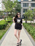 查爾斯桃心夏季新款美式潮牌卡通狗狗印花寬松潮流時尚情侶款打底體恤衫 黑色 XL 曬單實拍圖