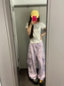 DGOV多巴胺紫色工裝褲女秋季褲子女款薄款速干防曬休閑直筒闊腿褲子女 淺紫色 S 80-95斤 曬單實(shí)拍圖