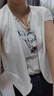 范思藍(lán)恩老錢風(fēng)復(fù)古馬甲褲子套裝女2025夏新款闊腿褲兩件套2109 白色馬甲 S 曬單實(shí)拍圖