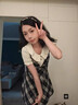 圣保美韓系學院風假兩件格紋連衣裙子女夏季2025新款小個子收腰a字短裙 【藏青色】 S 碼 曬單實拍圖