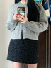矜持范毛衣女學(xué)院風(fēng)短款針織衫女2025春季新款小個(gè)子絞花上衣毛衣外套 灰色 (絞花開衫) M 曬單實(shí)拍圖