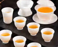冰種玉瓷羊脂玉功夫茶具高端白瓷茶杯茶具套裝禮盒輕奢高檔送禮 蓋碗組（反口杯形） 曬單實(shí)拍圖