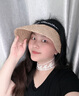 目丸夏季拉菲草防曬空頂帽女沙灘出游草帽大檐遮陽(yáng)帽防紫外線(xiàn)太陽(yáng)帽子 曬單實(shí)拍圖