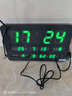 先通萬年歷電子鐘掛鐘客廳2025年新款免打孔掛墻時鐘表大屏LED創(chuàng)意 黑邊 綠光【濕度款】 型號339 曬單實拍圖