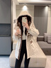 鴨鴨中長(zhǎng)款羽絨服女士2025年冬季新款潮流撞色連帽收腰顯瘦派克服外套 粉色 M 曬單實(shí)拍圖
