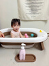 雅親嬰兒洗澡盆新生兒可折疊大號浴桶坐躺托幼兒兒童用品家用寶寶浴盆 溫暖棕+小熊浴架-贈洗浴禮包 曬單實(shí)拍圖