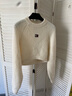 TOMMY JEANS25新款秋冬女裝混紡肌理感刺繡短款毛衣針織衫21677 白色YBH S （推薦：100-110斤） 曬單實(shí)拍圖