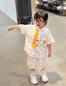G.duck小黃鴨童裝男童套裝夏季2025新款海綿寶寶兒童衣服男孩襯衣兩件套 白色 100 建議2~3歲【 90-100cm】cm 曬單實(shí)拍圖