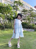 女童連衣裙夏季2025新款洋氣兒童公主裙子超好看女大童無袖蛋糕裙 藍(lán)色 140 曬單實(shí)拍圖